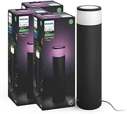 Philips HUE Calla Large Außenleuchte Schwarz 3er Pack 350lm, Dimmbar, bis zu 16 Millionen Farben, Steuerbar via App, Kompatibel mit Amazon Alexa, IP44