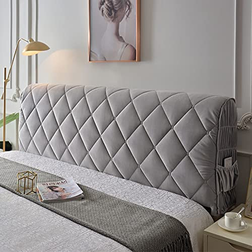 mlhk Kopfteilabdeckung Elastische Bett Kopf Abdeckung Bettkopfteil Hussen Bettkopfteil Bezug StaubhüLle Kopfteil Hussen Boxspringbett Kopfteilbezug Einfarbig,Grey-210cm(83inch)