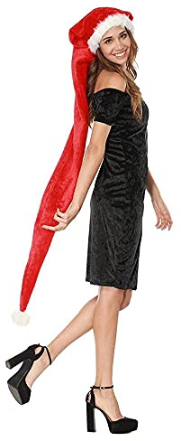 Unisex Weihnachtsmannmütze Rot extra lang Plüsch Weihnachts Kopfschmuck Hüte für Erwachsene Weihnachtszubehör Weihnachten Kopfschmuck Partyzubehör Dekoration Requisiten (Einheitsgröße)