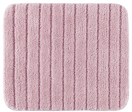 PANA® WC-Vorleger ohne Ausschnitt - 45x50 cm - Farbe: Rosa | Elegantes Streifen-Design - Rutschfeste Unterseite - Für Toilette und Gäste-WC - Auch als Duschvorleger - Weiche Mikrofaser