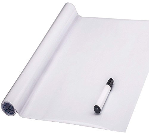 FENTIS Whiteboard Sticker Self-Adhesive Plastic Vinyl Chalkboard Dry Erase Message Board Wall Decal Contact Paper Foil Removable Roll for Kids DIY School Classroom Office Writing 60x200cm