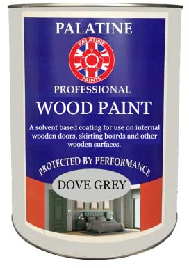 Palatine PaintsProtected By Performance Professional Interior Decorative SATIN Wood Paint - ideal for doors, skirtings and stairs, 26 Colours Available (2.5Litre, Black Grey)