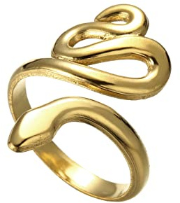 TEAMER Schlange Ring Verstellbarer Fingerring aus Edelstahl Wickel-Schlangenring Stapelbarer Ring Punk Schlange Tierschmuck für Frauen