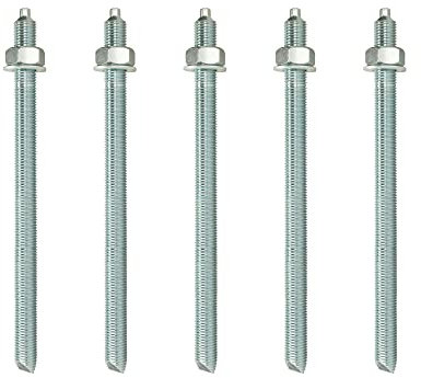 Isolbau Lot de 5 barres d'ancrage M16 x 300 mm - Homologation ETA - Ancrage composite galvanisé avec écrou et rondelle - Ancrage pour charges lourdes