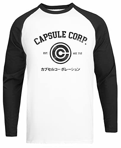 JINBETEE Capsule Corp. T-Shirt De Baseball Unisexe Blanc T-Shirt À Manches Noires
