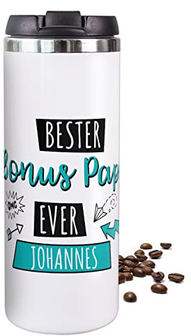 GRAZDesign Thermobecher Bonus Papa mit Spruch - Kaffeebecher to go lustig Vatertagsgeschenk | Edelstahl 350ml