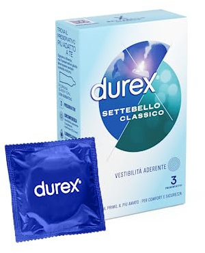 Durex Settebello Jeans Preservativi in Gomma Easy-On 52.5 mm, 3 Profilattici