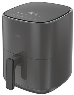 Haier Air Fryer Compact 5L, 4-6 personnes, Ecran Tactile Digital LED, 6 Programmes 80-200°C, Friteuse sans huile, Cuisson à l'Air Chaud, Rôtissage, Gril, Décongélation, Gris