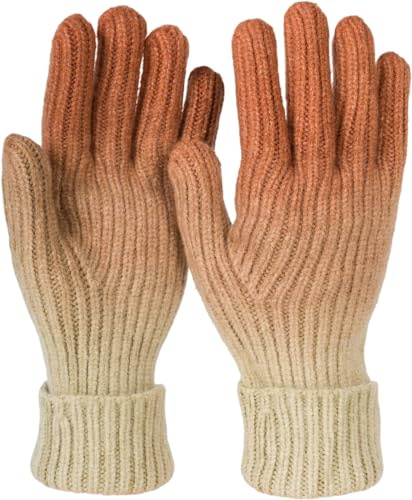 styleBREAKER stickade damhandskar med ombré-effekt,Cognac-HellBrun