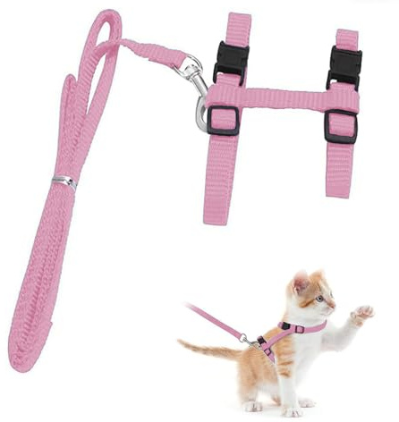 Katzengeschirr Ausbruchsicher, Katzenleine, Verstellbares, Komfortables für Kleine Katzen, Kaninchen und Hunde (Rosa), Katzengeschirr zum Spazierengehen