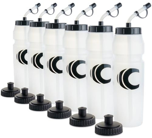 Cannon Sports 1 Liter Sports Water Bottles, BPA-Free, 6-Pack (Clear)