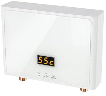 Billg Calentador de Agua Electrico 3000W Calentador de Agua Electrico Instantaneo con Pantalla Digital Termo Electrico IPX4 Impermeable Calentador Agua Instantaneo 21 * 5.5 * 15cm
