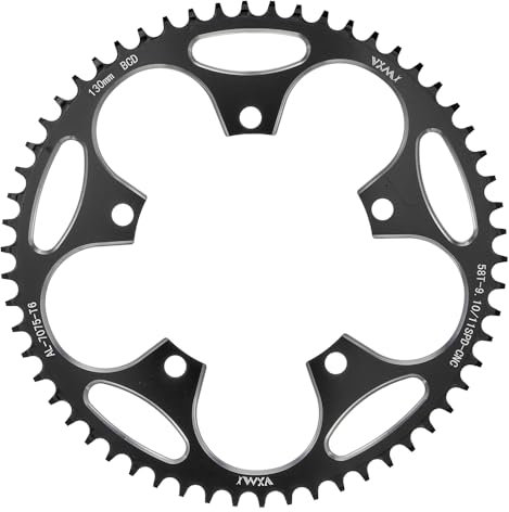 KTKEET 110/130BCD Kettenblatt 36/38/40/42/44/46/48/50/52/54/56/58/60T rundes schmales breites Kettenblatt 5 Bolzen Fahrrad Kettenrad für 8-12-Gang Rennrad Klappfahrrad (schwarz, 130BCD 58T)