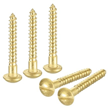 QUARKZMAN 60 Pièces Vis à Bois M2.5 x 20mm à Tête Ronde Fendue en Laiton | Vis Autotaraudeuses pour le Travail du Bois
