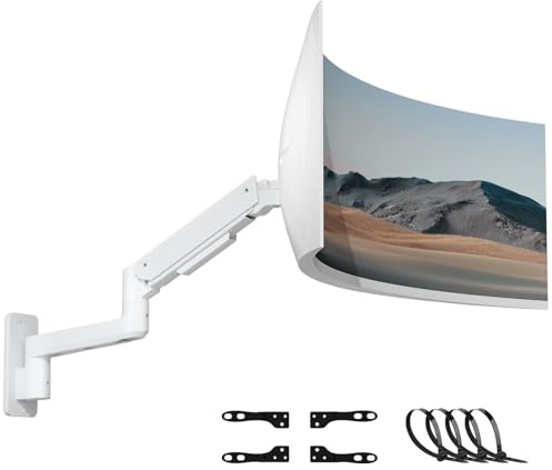 Monitor Wandhalterung für Ultrawide 17-49 Zoll - Heavy Duty Monitor Halterung Wand für 1 Bildschirm, Monitor Arm Wall Mount mit Höhenverstellbar, Max Load 20KG, VESA 75/100/200mm