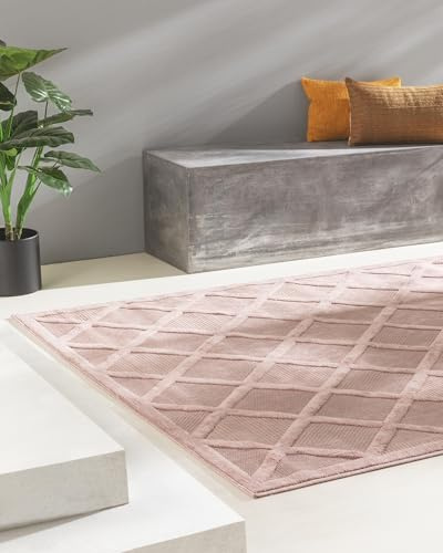 benuta Nest Teppich Bonte - Rosa 120x170 cm - Kunstfaser - Outdoor geeignet - Rechteckig - Pflegeleicht für Esszimmer Küche Outdoor/Terrasse