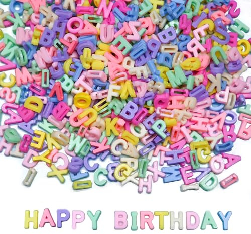 300+ Stück Große Alphabet-Buchstabenperlen A-Z, gemischte Kunststoffform, lose Perlen für Schmuckherstellung, Armbänder, Halsketten, Schlüsselanhänger, 9 x 12 mm(Macaron gemischte Farben)