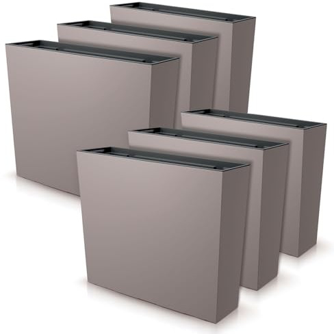 IMJ-Global - 6 Vasi per Piante da Esterno Interno Moderni, Fioriera da Esterno Rettangolare 58x18x49,8cm (44 Litri) con Inserto da 12 Litri, Vaso in Plastica Resistente Alle Intemperie (Mocca)