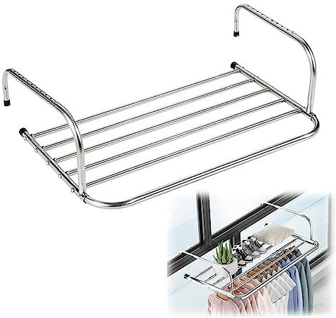 Stendino sospeso, Stendibiancheria pieghevole per radiatore in acciaio inossidabile, Asciugatrice per balcone Asciugatrice da parete Asciugatrice per radiatore, Stendibiancheria pieghevole con bracci