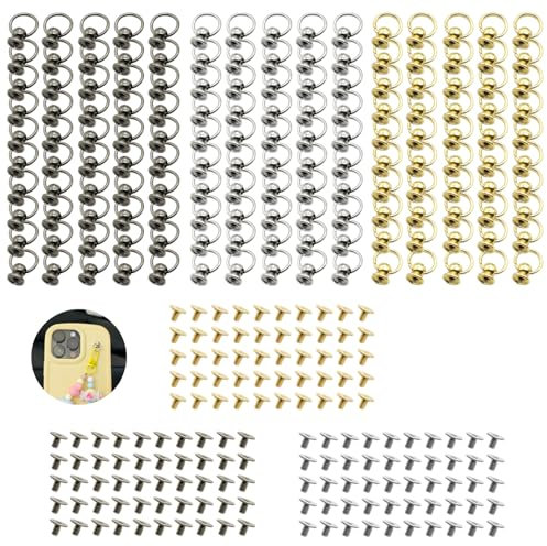 150 Stück Schraubverschluss Rundkopf Nieten mit Zugring MaehSab DIY Leder Edelstahl Handwerk Nieten Kit für Geldbörse Geldbörse Tasche Dekoration (Gold Silber Schwarz)