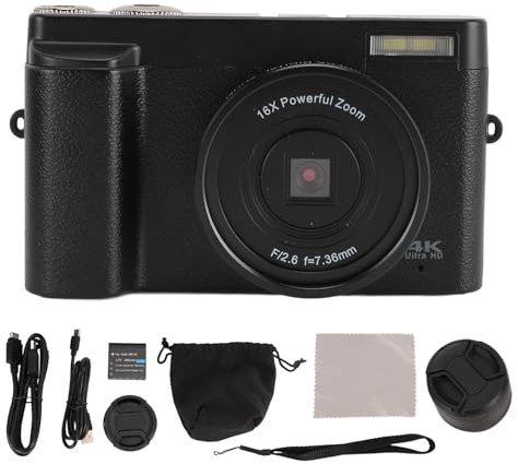 48MP 16x Digitalzoom Autofokus Vlogging Kamera, Ultra HD Digitalkamera 4K Mit 3 Zoll 180° Flip LCD Bildschirm Aufnahmedauer. Mit Zeitraffer, Zeitlupe, Pause