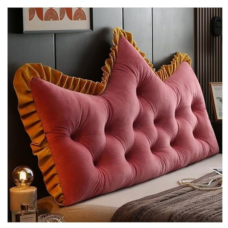 Yahbrra Headboard with Large Back Cushion and Comfortable Reading Backrest for Bed, Couch, Wall and Day Bed(Crystal velvet-red,90 * 55cm)
