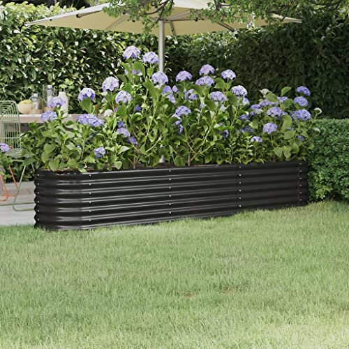 Tino Tech Jardín alto de 224 x 40 x 36 cm de acero con recubrimiento en polvo, macetero para exteriores, jardinera para exteriores, bancal de hierbas, huertos, jardineras, bancal de jardín, de metal,