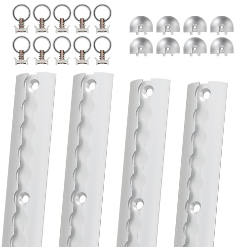 Fiqops Rail d'arrimage rond en aluminium, 4 x 1 m, forme semi-circulaire, avec 10 anneaux de fixation pour rail d'arrimage, 8 embouts de rail d'avion, pour camions et camping-cars