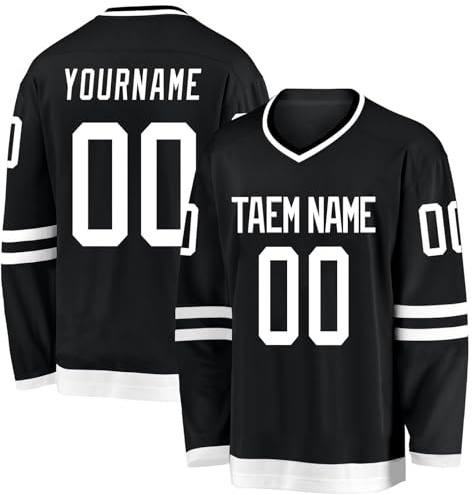 Eishockey-Trikot, personalisierbar, bedruckt, langärmelig, Hockey-Trikot, Bekleidung für Hockey-Fans, Herren, Damen, Jugendliche