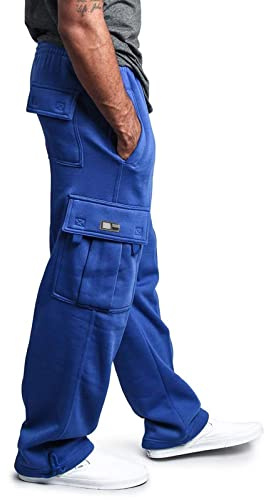 SRZYMJ Hose Herren Cargo Ohne Taschen Freizeithose Lang Leinen Jogginghose Baumwolle 3XL Outdoorhose Große Größen Cargohose Chino Hose Stoffhose Trainingshose Sporthose Lang Trekkinghose Blau 4XL