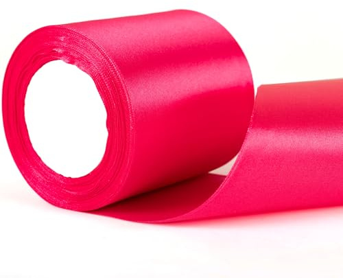 22 m langes, 10 cm breites, leuchtend pinkfarbenes Band, 10 cm dickes, magentafarbenes Satinband zum Verpacken von Geschenken, Hochzeiten, Autos, Weihnachten, Geburtstagen und Blumensträußen