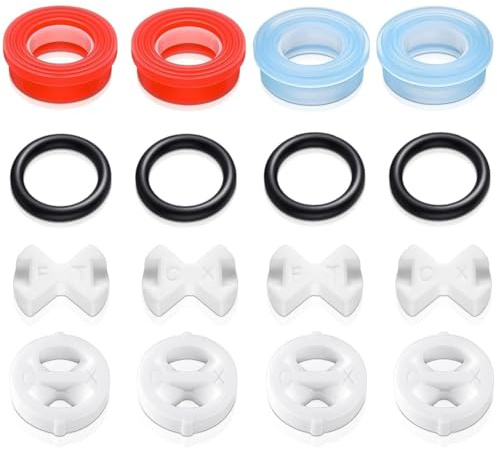 16-Piece Ceramic Valve Core & Silicone Gasket Replacement Kit - Leak Proof, Suitable for 1/2 inch Faucets, Tap Washers