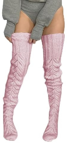 Yunkctuk Kniestrümpfe Damen, Modische Overknees Strümpfe Damen Winter, Weiche und Kuschelige Gestrickte Leg Warmers, Trendige Knee High Socks für Stylische Outfits