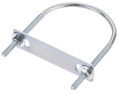 MACHSWON Perno redondo en U, juego de 2 pernos en U M6 de acero chapado en zinc de 80 mm de ancho interior de 120 mm de longitud con tuercas y placa de marco para automóviles, barcos, remolques