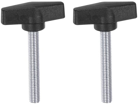 QUARKZMAN 2 Stück Rändelschrauben mit T Flügelknöpfe M10 x 50mm Kunststoff T-Kopf Kohlenstoffstahl 55mm Gewindebolzen Klemmschraube Flügelschraube Haltegriffe Klemmknopf für Maschine