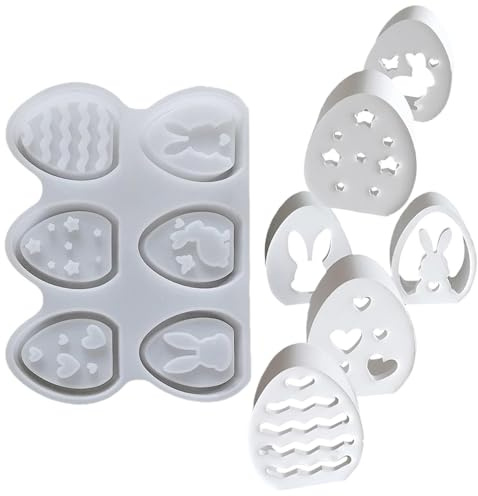 Stampo per uova in silicone, Stampo per uova di Pasqua in silicone,Stampo in resina epossidica | Stampo per uova di Pasqua a 6 caverne Stampi per fondente al cioccolato per la resina di sapone da