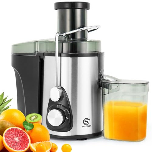 Juicer Machines,SUPERLEX Juicer Centrifugal Juicers Machine 600W Electric Power Juicer Whole Fruit and vegetable, 2 Speeds Setting Fresh Fruit Squeezer Wide Mouth Cirtus Juicer Extractor