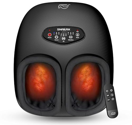 Snailax Shiatsu Massaggiatore per piedi con calore per fascite plantare, Neuropatia, Massaggiatore elettrico per piedi con impasto profondo 4D | Rulli | Compressione | Vibrazioni fino alla taglia 47