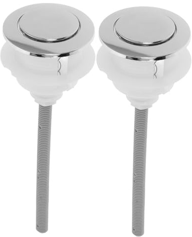 HOMSFOU Botones De Descarga para Cisterna De Inodoro 2 Piezas Repuesto Pulsador WC De PresióN FáCil InstalacióN Compatible Tanque De Agua De Descarga Simple Plata