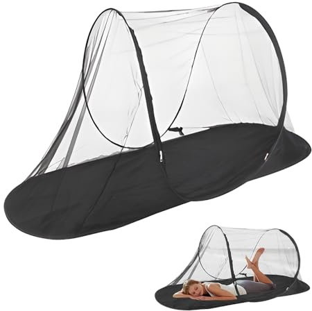 YANGUN Pop-Up Mosquito Net, Foldable Mosquito Net, Portable Camping Tent, Family Mosquitos Nets Bed, Adjustable Single Bed MosquitoNet with Zip, Mosquito Nets Travel Pop Up for Outdoor,Bedroom (Black)