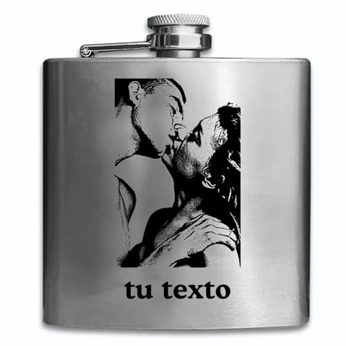 Petaca de Acero inoxidable personalizada con tu foto y texto. 175 ml. Grabado láser.