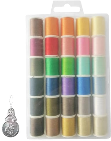 30 Color Handy Polyester Sewing Threads, 45m/50 yds Each Roll Colorful Polyester Thread, Sewing Threads for Hand and Machine Sewing and Crafting, Durable and Plentiful Supply for Your Sewing Needs