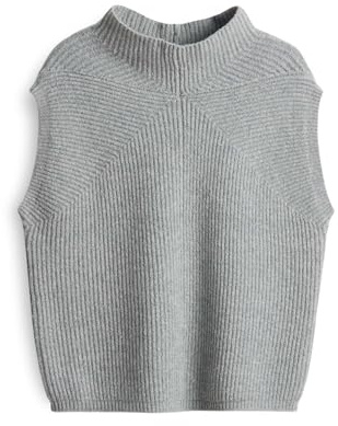 OPUS Damen Pullunder | PASILLA Regular Strickpullunder aus BCI Cotton Mix Hazy Fog Melange, 38