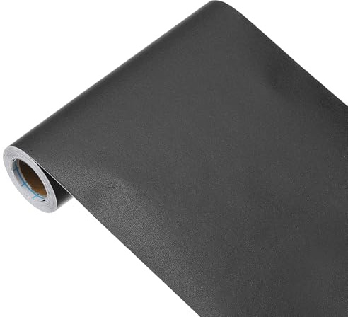 sourcing map Papier peint noir à décoller et à coller, papier peint autocollant en vinyle de couleur unie, décoration murale pour revêtement mural, 500,4 x 15 cm