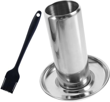 ROMISBABA Support à Poulet Acier Inoxydable pour Four et Grill Support Vertical avec Plateau Récupérateur Intégré Rôtissoire pour Barbecue Polyvalente