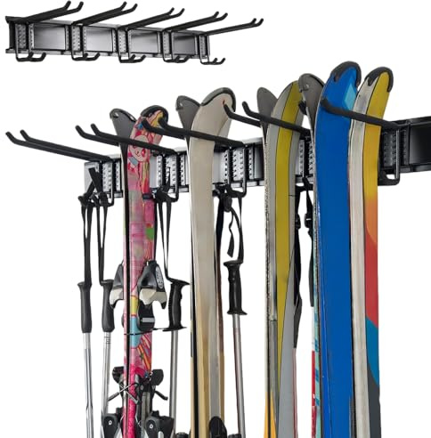 Garage Hanger, Multifunctional Shelf, Space-Saving, 6 Pieces, Shed Versatility Hook and Holder, for Workshop, Shed, Bicycle Ladder, Garden Tools, Broom Snowboard, Electric