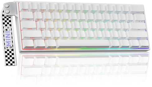 AULA MINI60 Wireless Gaming Keyboard,BT5.0/2.4GHz/Wired,Hall Effect Magnetic Switches,0.01mm RT Accuracy,Adjustable Actuation,8KHz Polling,RGB,WEB Driver,60% Percent Mechanical Keyboard (White)