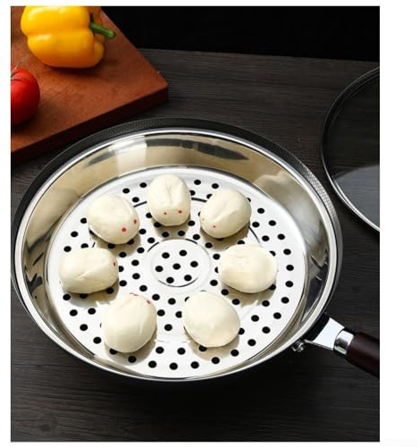 Cesta de vapor de acero inoxidable de 30 a 36 cm, estante de vapor denso de grado 316 para wok, albóndigas, verduras, pescado, bandeja gruesa (34 cm)