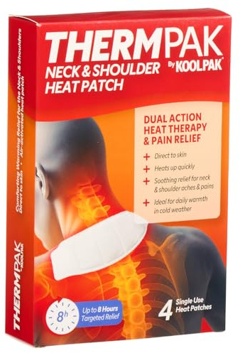 ThermPak Neck & Shoulder Heat Patches 4 Pack – Air Activated Adhesive Heat Patch – Up to 8 Hours Targeted Warmth – Direct to Skin Heat Pads for Neck & Shoulder Aches