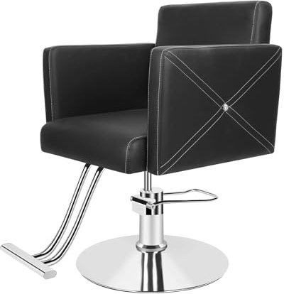 Silla de peluquería hidráulica giratoria 360°, silla de salón ergonómica de piel sintética, silla de peluquería ajustable con respaldo, silla de estilo estable para peluquería, cosmética, tatuaje